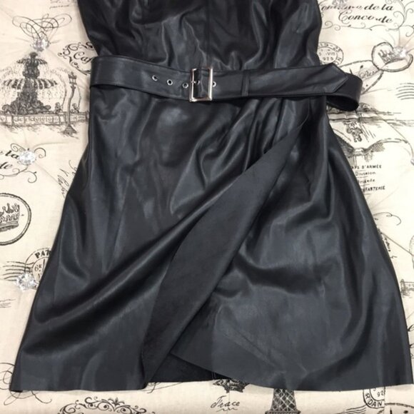 Bar III Belted Faux-Leather Dress - Picture 7 of 9